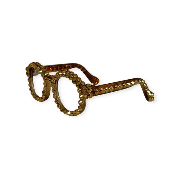 Labubu Bedazzled Rhinestone Embellished Bling Glasses - GOLD - Picture 4 of 5
